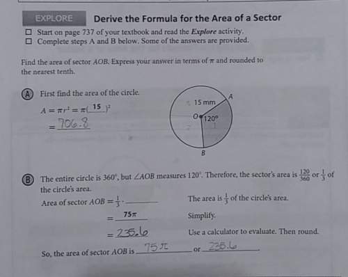 Can someone check if my answers are right and me figure out the blanks? geometry: sector area