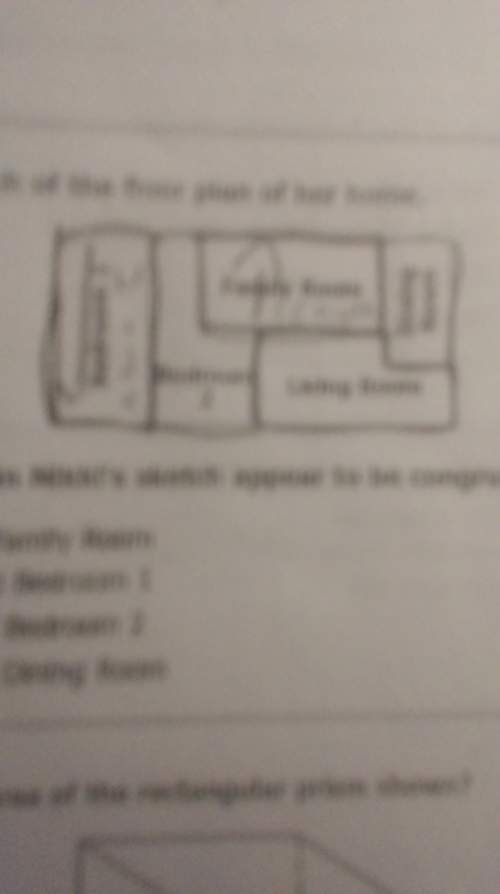 Which two rooms in nikki's sketch show above appear to be congruent? a. bedroom 1 and family r