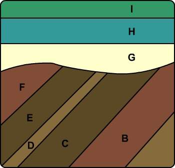 which rock layer is youngest? a. layer i b. layer d c. layer a d. layer g and include