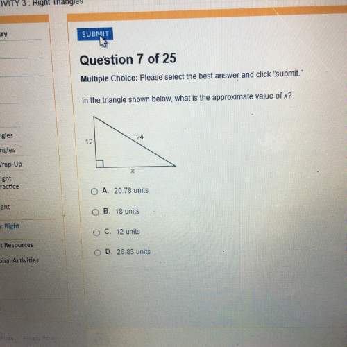 In the triangle below what is the approximate value of x