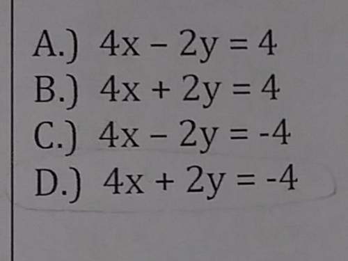 Which of the following has an x-intercept of -1 and y-intercept of 2