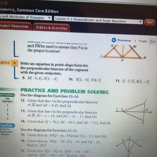 Given that line t is the perpendicular bisector of jk and gk=8.25 find gj