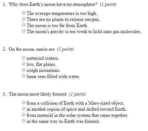 Five multiple choice science questions! !