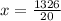 x = \frac{1326}{20}