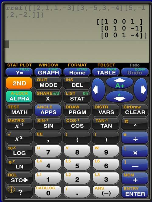 Solve the system of equations by finding the reduced row-echelon form of the augmented matrix for th