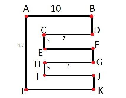 Calculate the area of the irregular polygon shown below:  image of letter e with height of 12 and wi