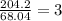 \frac{204.2}{68.04}=3