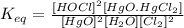 K_{eq}=\frac{[HOCl]^2[HgO.HgCl_2]}{[HgO]^2[H_2O][Cl_2]^2}