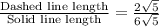 \frac{\text{Dashed line length}}{\text{Solid line length}}= \frac{2\sqrt{5}}{6\sqrt{5}}