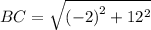 BC=\sqrt{\left(-2\right)^2+12^2}