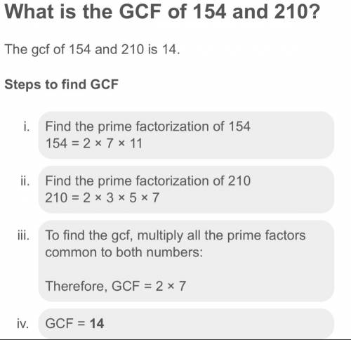 Gcf of 154 and 210 explain your gcf