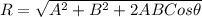 R = \sqrt{A^{2} + B^{2} + 2 A B Cos\theta}
