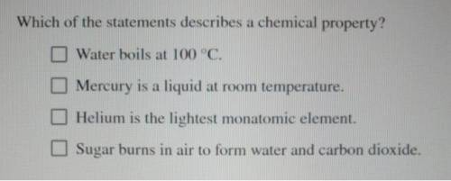 Which of these statements describes a chemical property