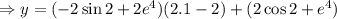 \Rightarrow y=(-2\sin 2 + 2e^{4})(2.1-2)+(2\cos 2 + e^{4})