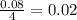 \frac{0.08}{4}=0.02