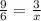 \frac{9}{6} = \frac{3}{x}