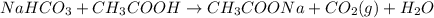 NaHCO_3+CH_3COOH\rightarrow CH_3COONa +CO_2(g)+H_2O
