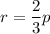 r=\dfrac{2}{3}p