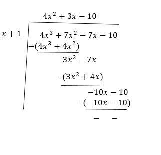 Given f(x)=4x^3+7x^2-7x-10 factor f(x), given that -1 is a zero
