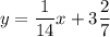 y=\dfrac{1}{14}x+3\dfrac{2}{7}