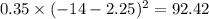 0.35\times(-14-2.25)^2=92.42