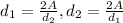d_{1} = \frac{2A}{d_{2}} , d_{2} = \frac{2A}{d_{1}}