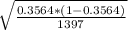 \sqrt{\frac{0.3564*(1-0.3564)}{1397}}