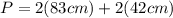 P=2(83cm)+2(42cm)