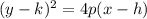 (y-k)^2=4p(x-h)