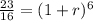 \frac{23}{16}=(1+r)^6