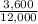 \frac{3,600}{12,000}