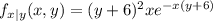 f_{x|y}(x,y)=(y+6)^2 xe^{-x(y+6)}