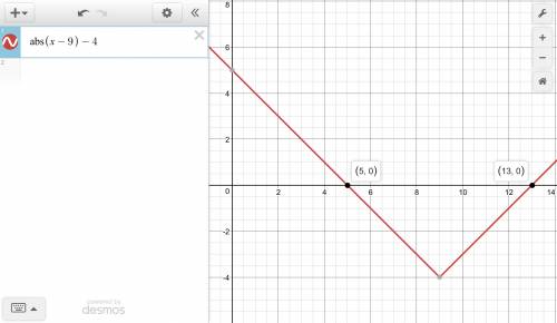 Which conjunction or disjunction is equivalent to the open sentence |a – 9| ≤ 4. a. a – 9 ≥ 4 and a