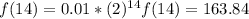 f (14) = 0.01 * (2) ^ {14}  f (14) = 163.84