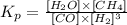 K_p=\frac{[H_2O]\times [CH_4]}{[CO]\times [H_2]^3}
