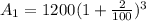 A_1=1200(1+\frac{2}{100})^3