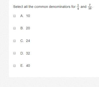 Select all the common denominators for 14 and 7