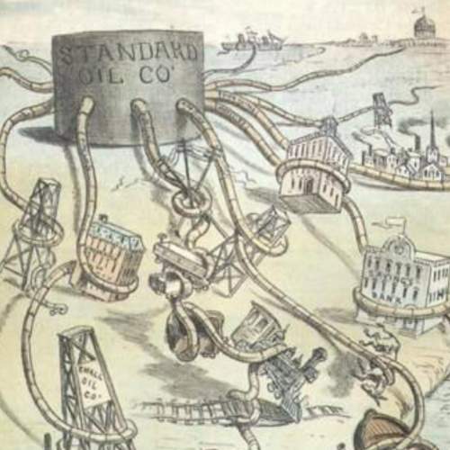 1) this political cartoon from 1884 best represents which of these topics?  a) monopolies