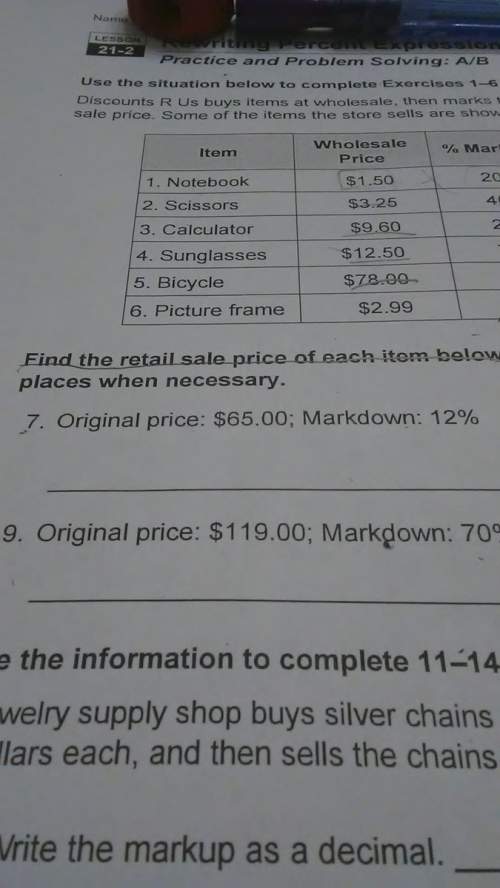 With number 7 i forgot how you find the retail sale price markdwon