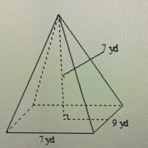 What is the volume of the pyramid to the nearest whole unit  147 175 221 441
