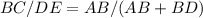 BC / DE = AB / (AB + BD)&#10;