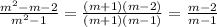 \frac{m^2-m-2}{m^2-1} = \frac{(m+1)(m-2)}{(m+1)(m-1)} = \frac{m-2}{m-1}