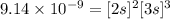 9.14\times 10^{-9}=[2s]^2[3s]^3