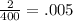 \frac{2}{400} =.005