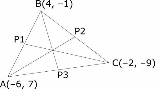 Triangle abc has vertices ofa(–6, 7), b(4, –1), and c(–2, –9).find the length of the median from