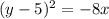 (y-5)^2=-8x