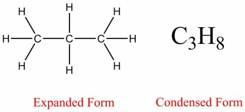 Which of these formulas is the expanded structural formula for an alkane with three carbon atoms?  w