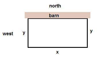 Afarmer wants to fence in a rectangular plot of land adjacent to the north wall of his barn. no fenc