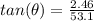 tan(\theta) = \frac{2.46}{53.1}