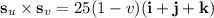 \mathbf s_u\times\mathbf s_v=25(1-v)(\mathbf i+\mathbf j+\mathbf k)